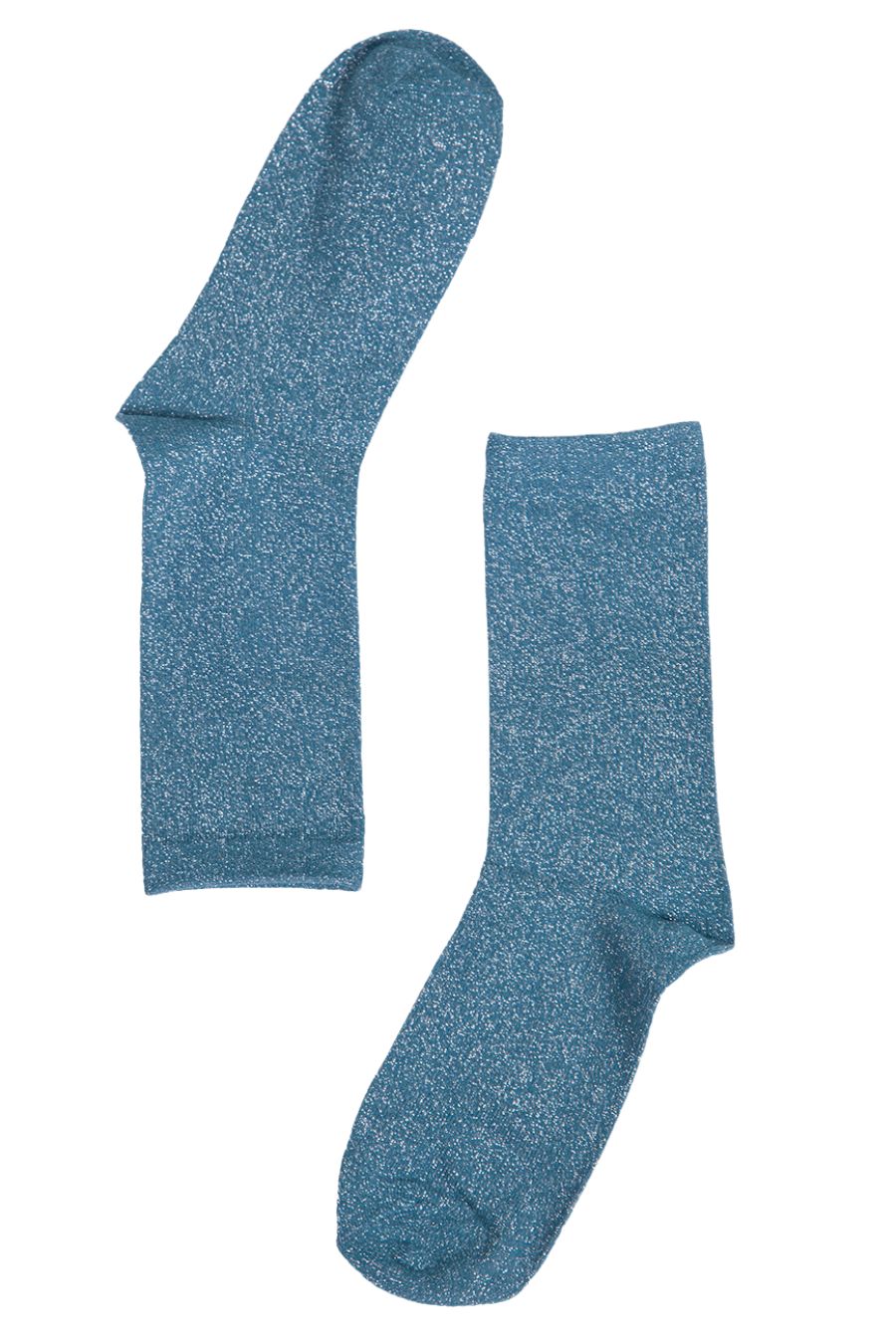 blue and silver glitter ankle socks