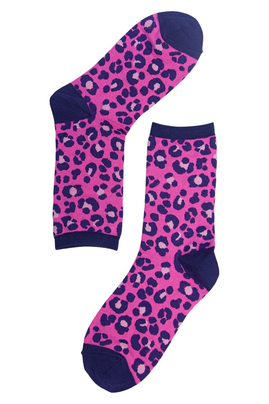 pink leopard print bamboo ankle socks