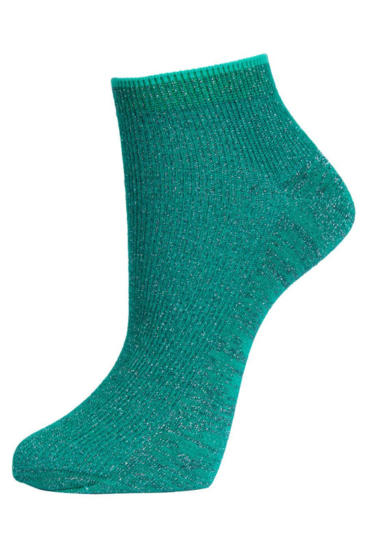 green anklet socks with an all over silver glitter shimmer