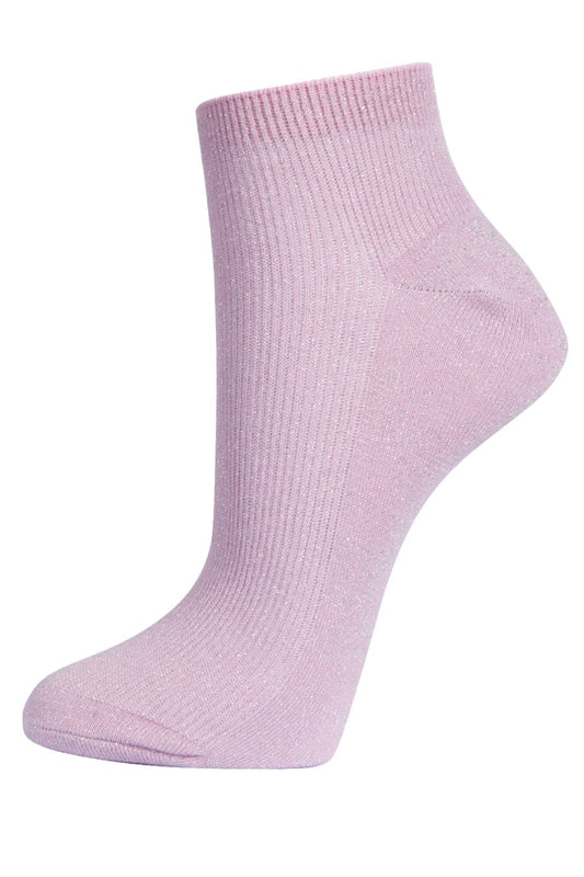 pink anklet socks with an all over silver glitter shimmer
