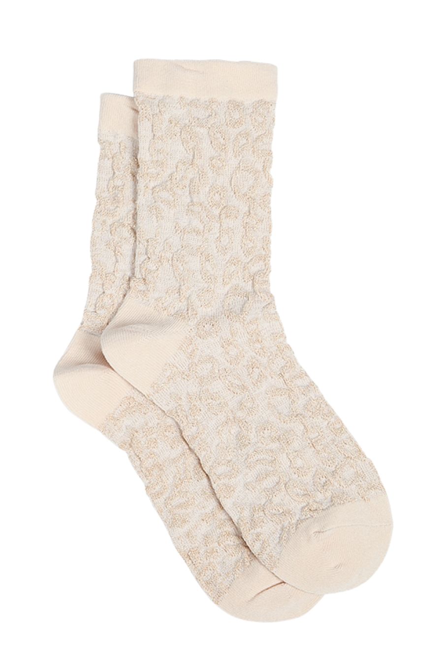 Womens Glitter Socks Leopard Print Ankle Socks Sparkly Shimmer Cream