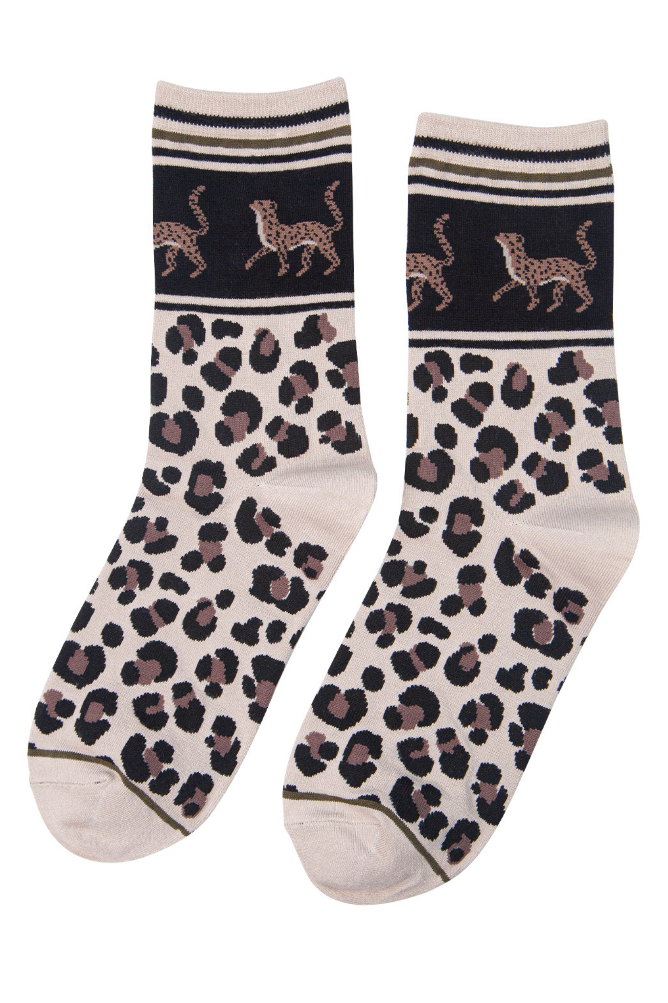 cream cheetah print ankle socks 