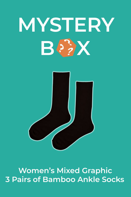 Women's Bamboo Ankle Socks Mystery Box (3 Pack) - Multi, Mixed Graphic