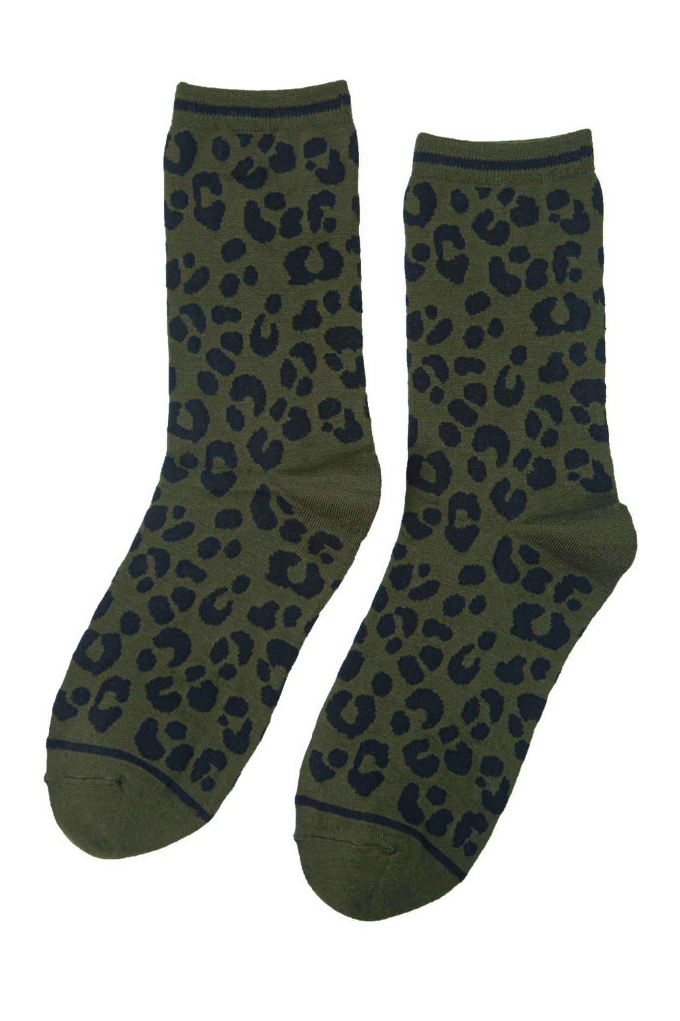 green and black animal print ankle socks