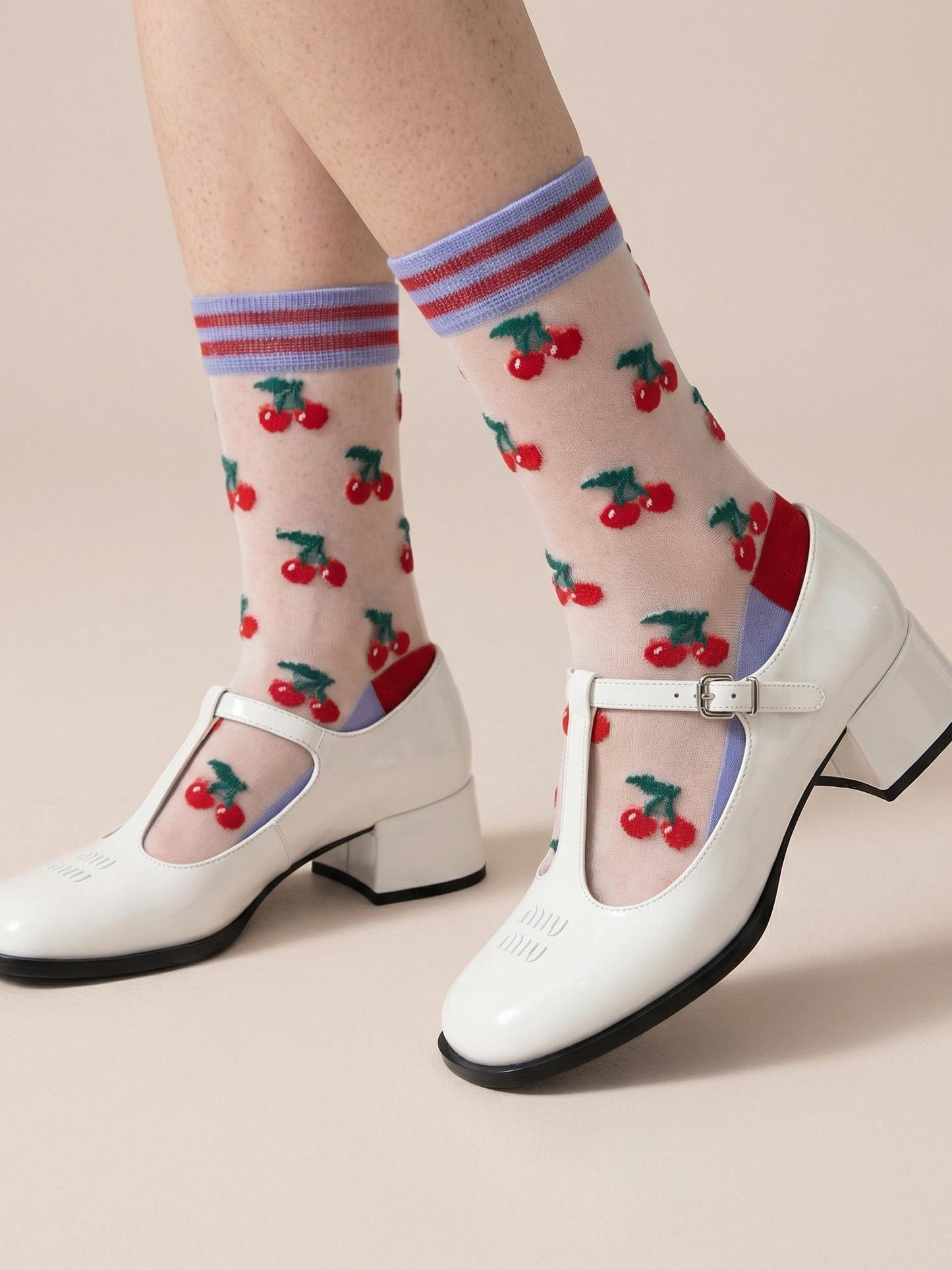 Cherry-Fruit-Combed-Cotton-Sheer-Pop-Socks