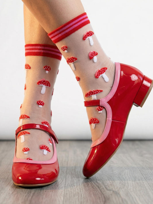 Toadstools-Combed-Cotton-Sheer-Pop-Socks-in-Red