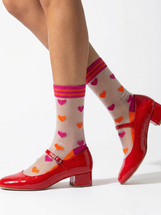 Love-Hearts-Combed-Cotton-Sheer-Pop-Socks-in-Orange/Pink