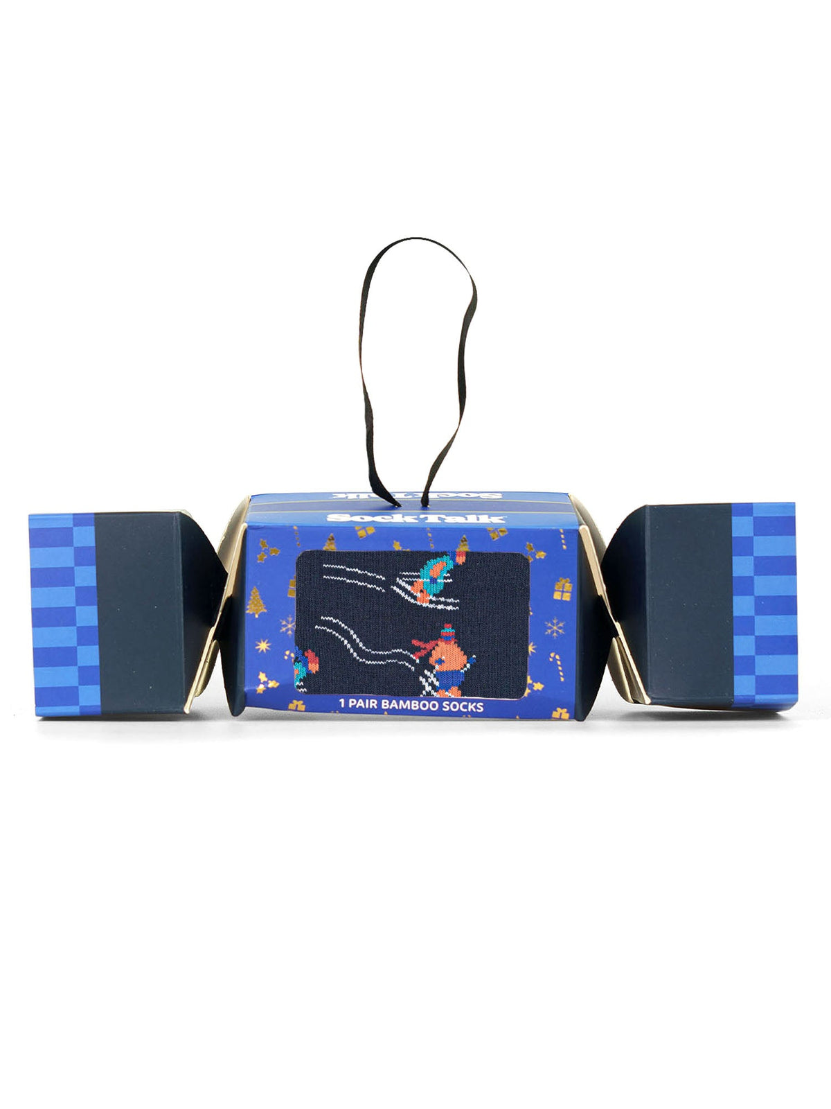 Skiing-Bamboo-Crew-Socks-Christmas-Cracker-Gift-Box-in-Navy-Blue