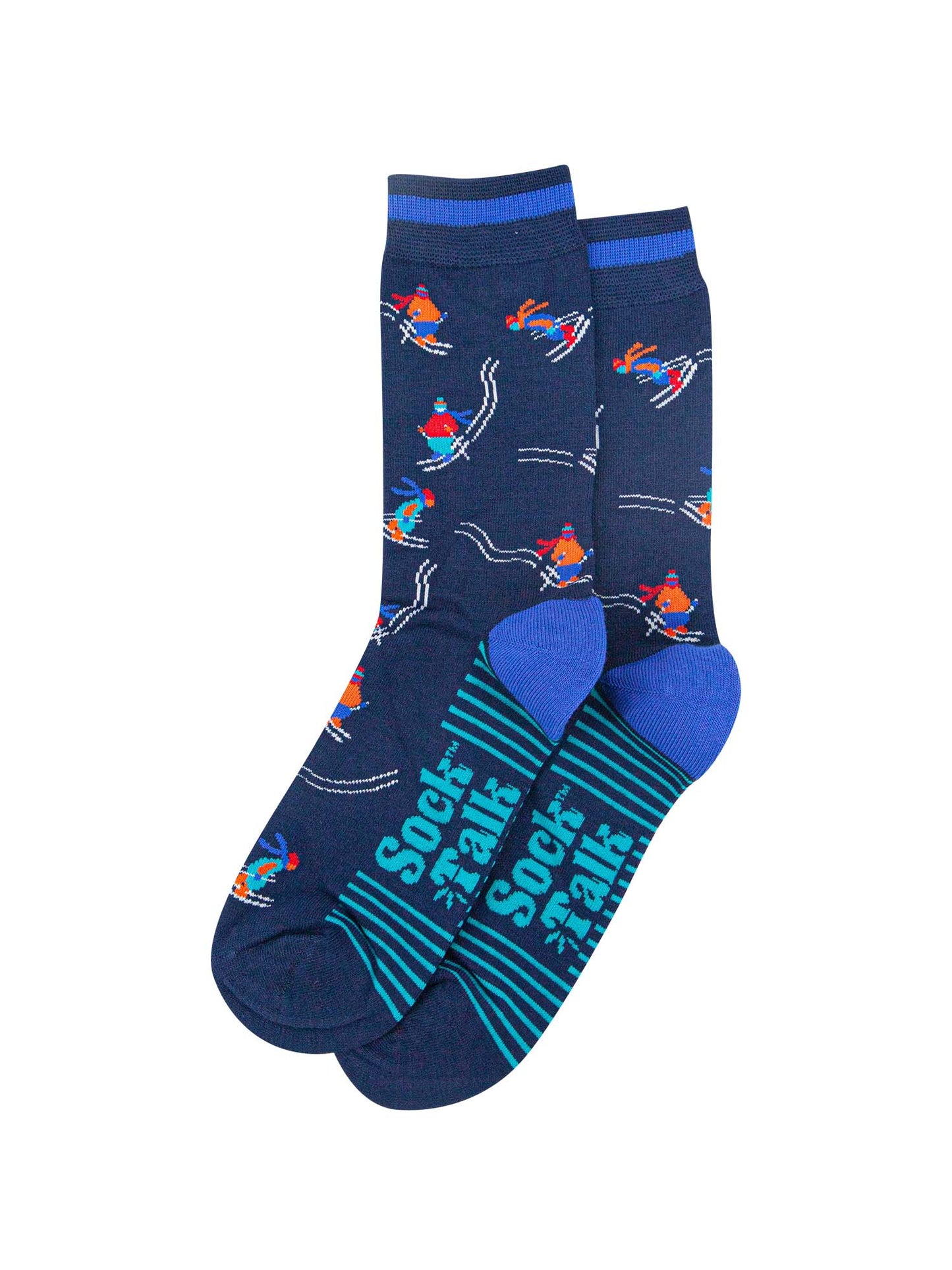 mens-bamboo-socks-navy-blue-skiing-laying-flat