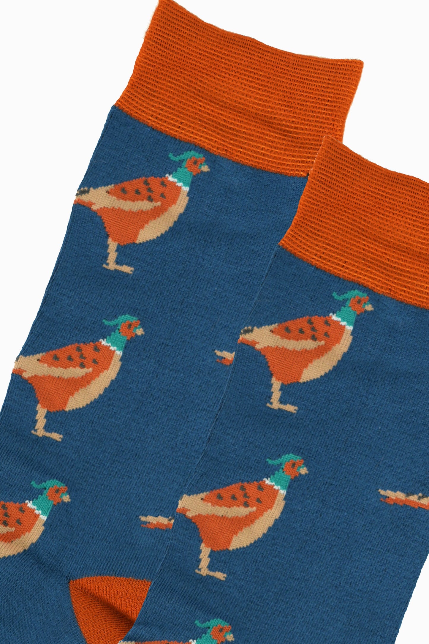 Mens Bamboo Pheasant Socks Novelty Dress Socks Blue