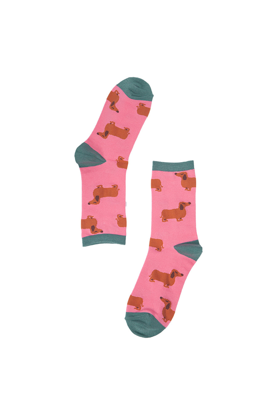 pink bamboo socks with sausage dogs