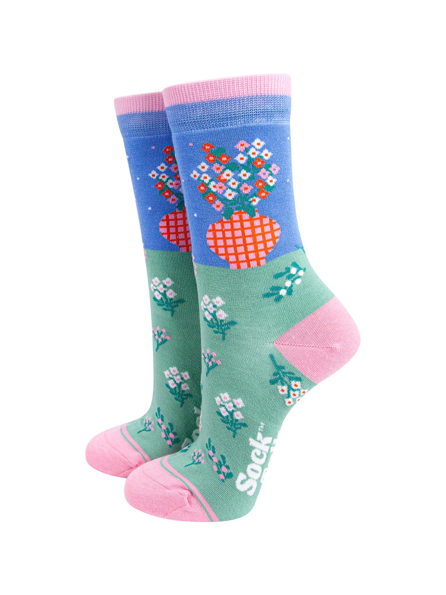 Flower-Vase-Bamboo-Socks-in-Blue-Mannequin