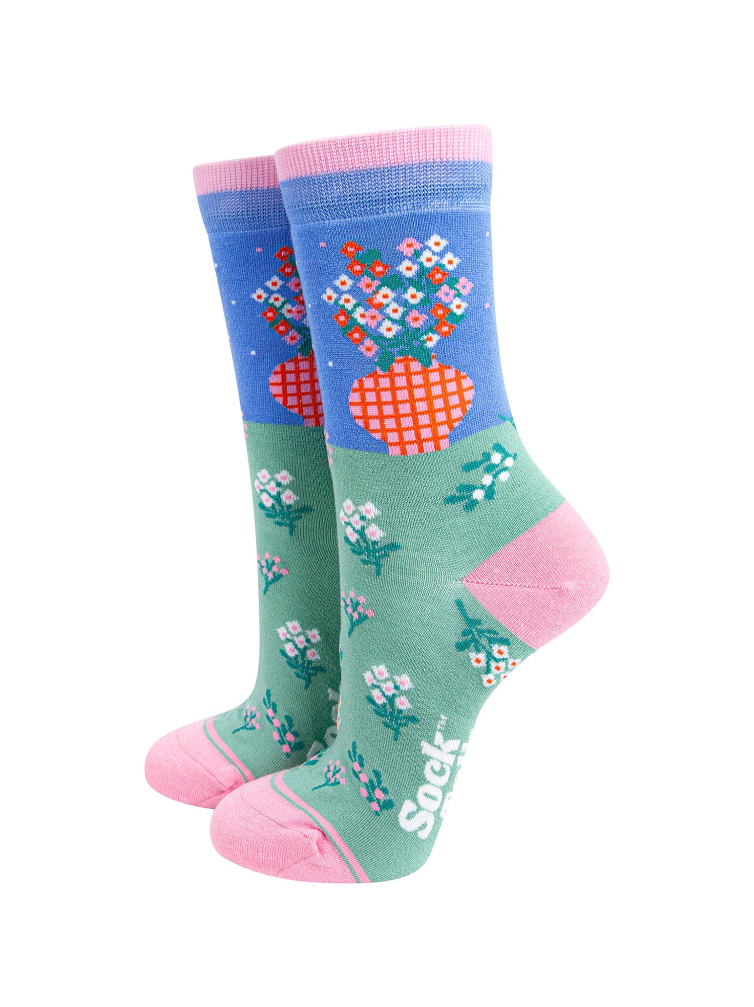 Flower-Vase-Bamboo-Socks-in-Blue-Mannequin