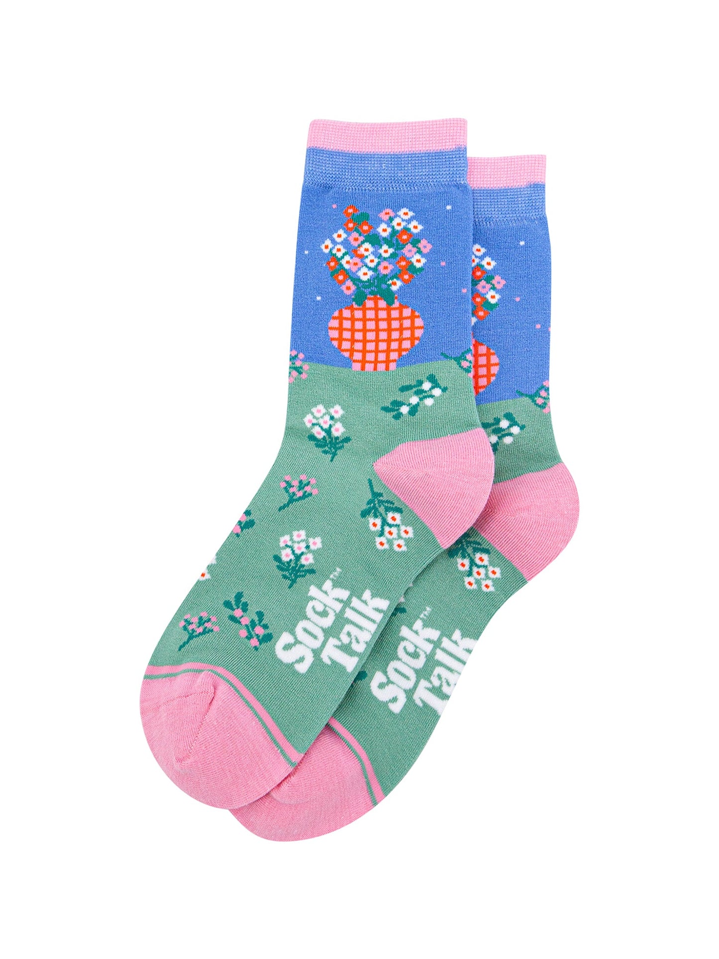 Flower-Vase-Bamboo-Socks-in-Blue-Lying-Flat