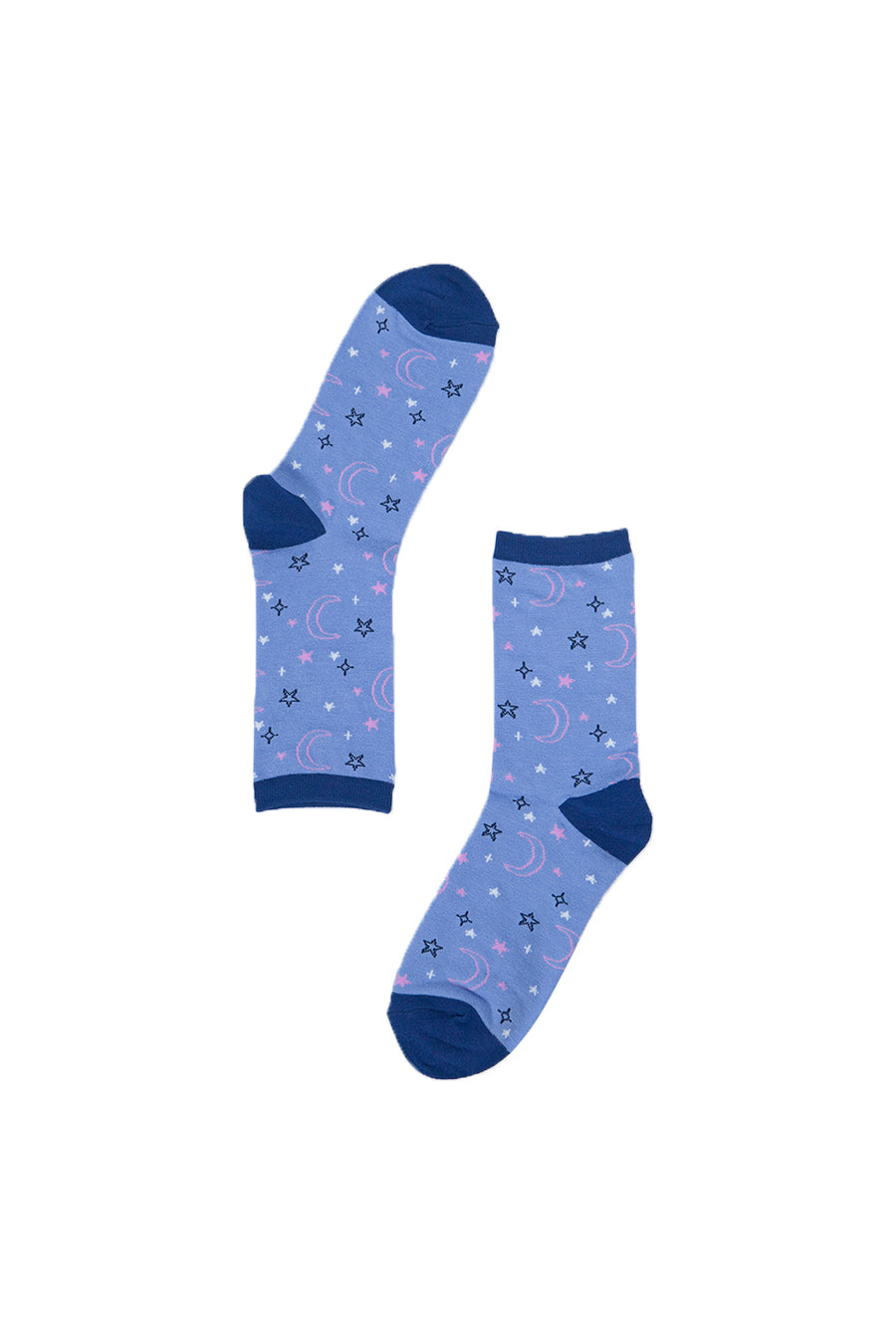 lilac ankle socks with an all over star and moon print