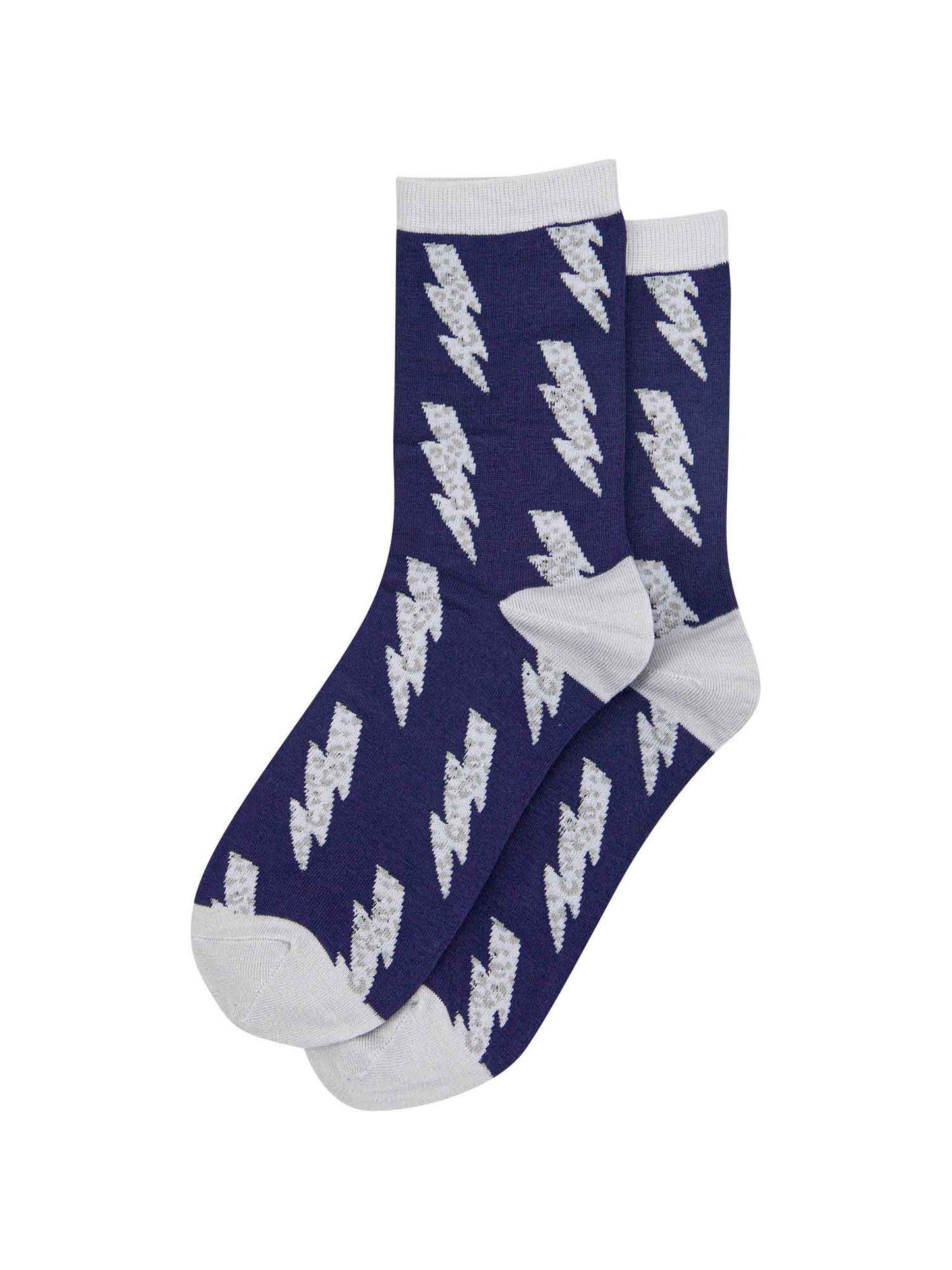 Leopard Lightning Bolt Bamboo Socks in Navy Blue