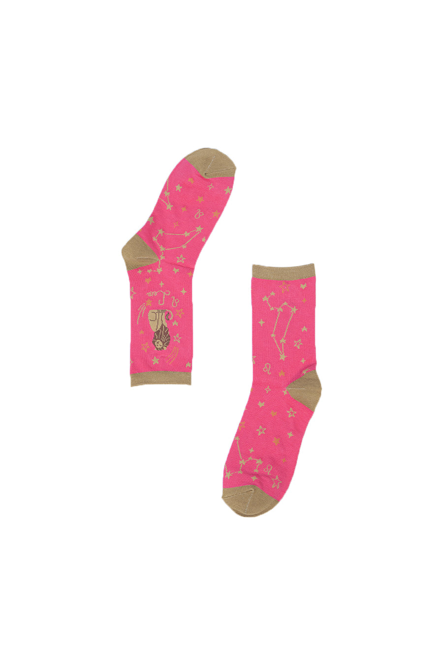 pink bamboo socks with the zodiac sign leo