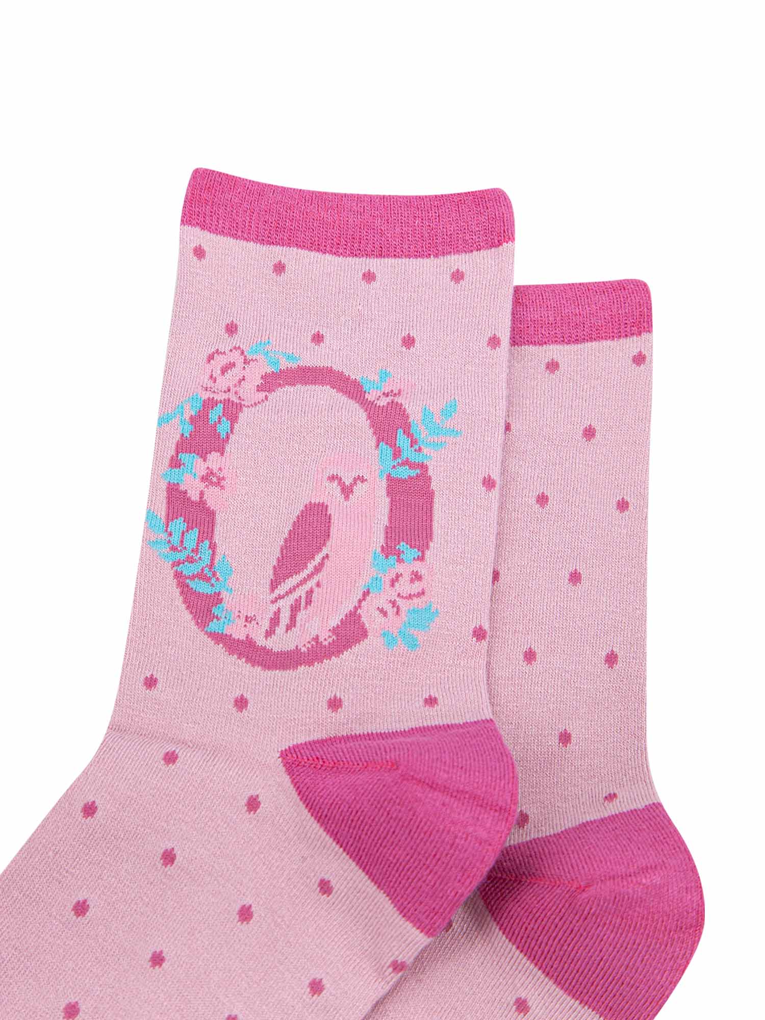 pink bamboo socks with the initial O