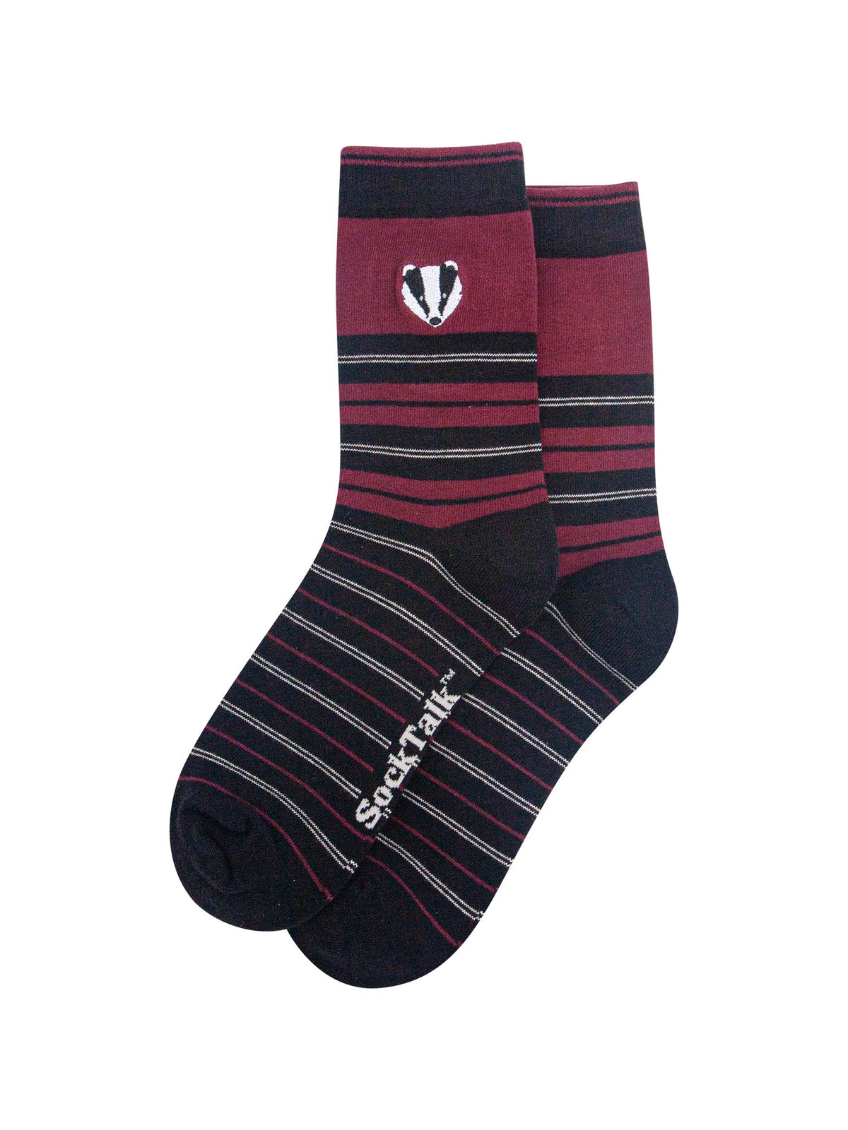 Badger-Combed-Cotton-Pattern-Embroidered-Socks-in-Burgundy-Laid-Flat