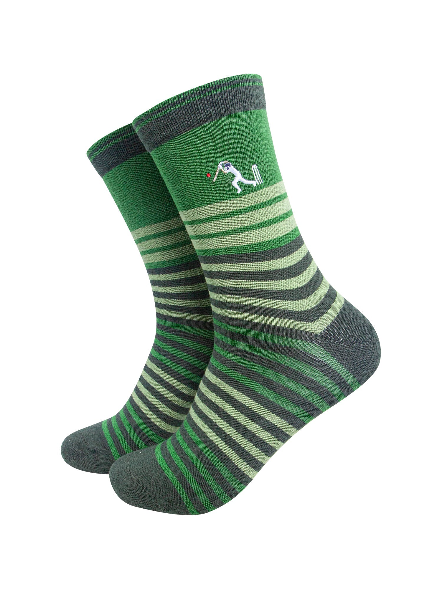 Cricket-Player-Combed-Cotton-Pattern-Embroidered-Socks-in-Green-On-Mannequin