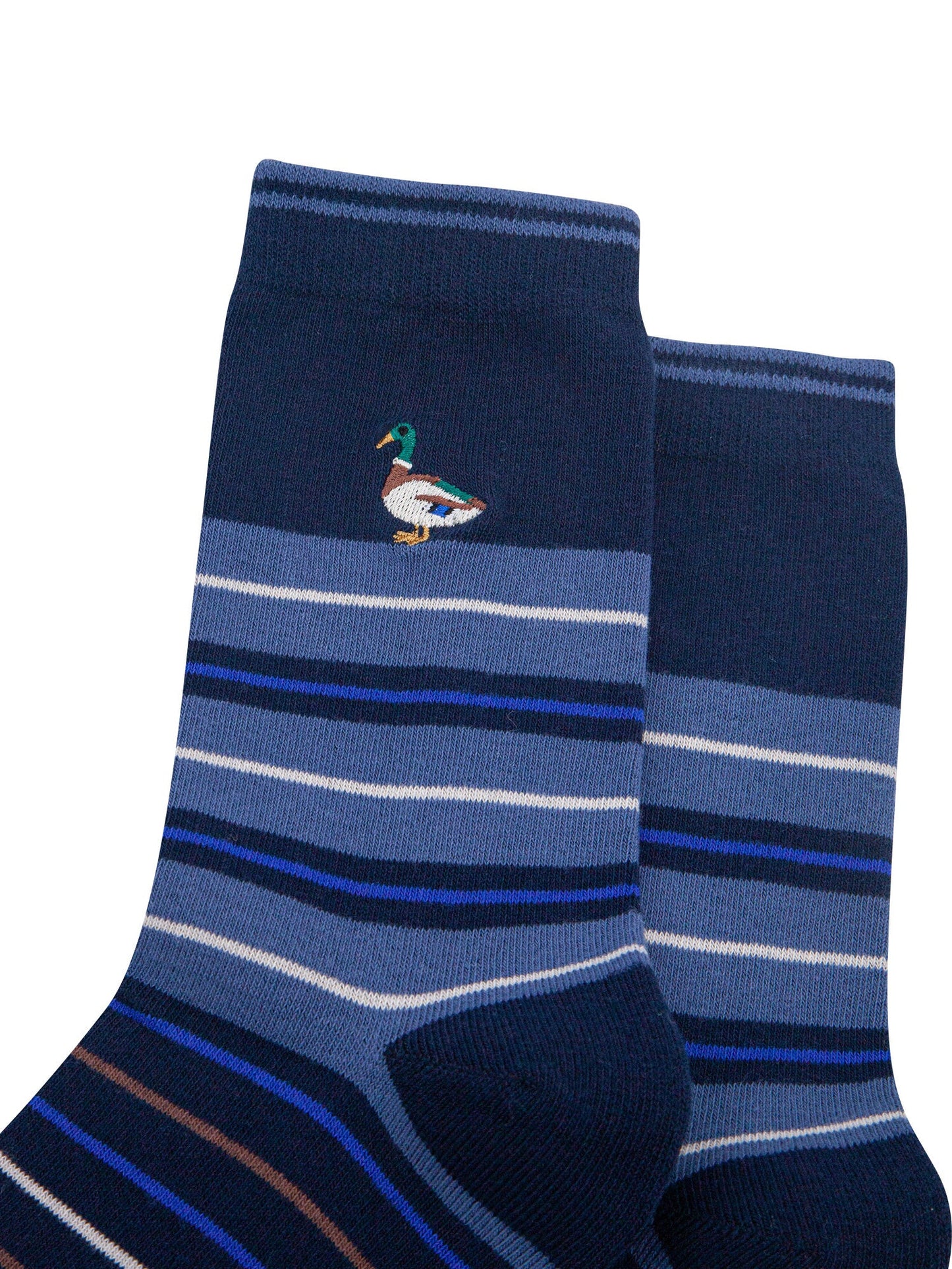 Mallard-Duck-Combed-Cotton-Pattern-Embroidered-Socks-in-Navy-Blue-Close-Up