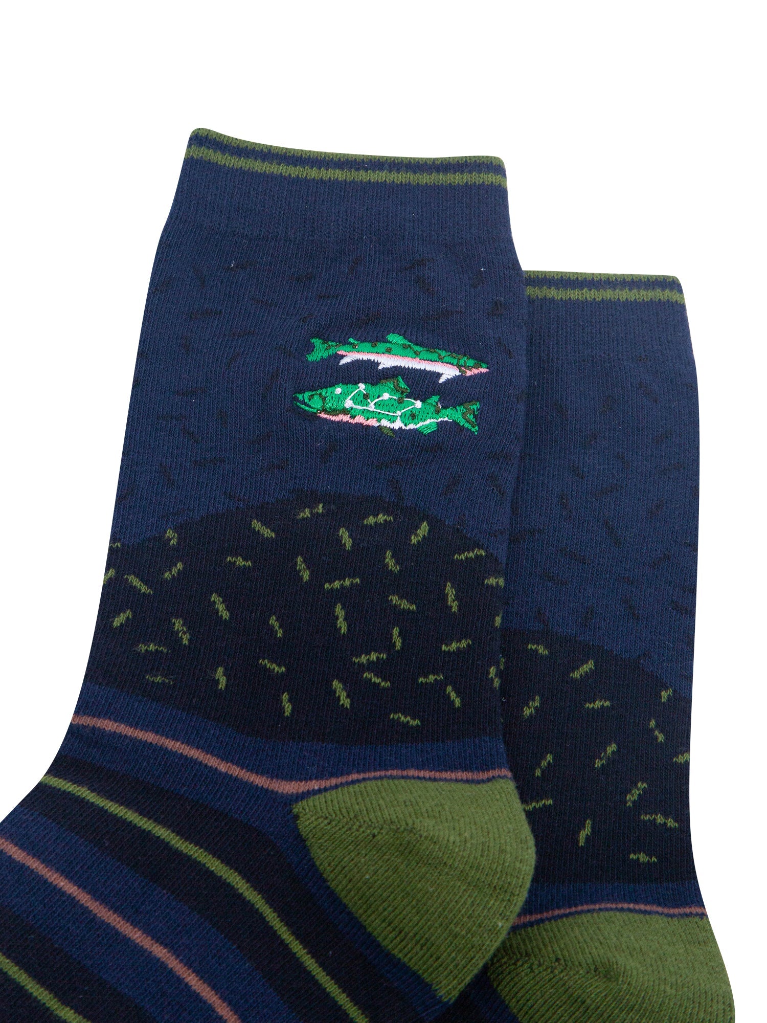 River-Fish-Combed-Cotton-Pattern-Embroidered-Socks-in-Deep-Blue-Close-Up