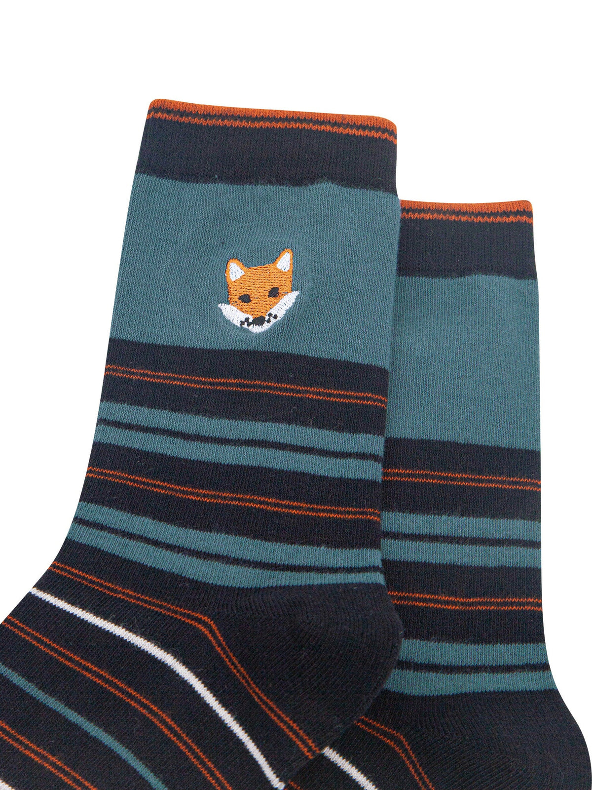 Fox-Combed-Cotton-Pattern-Embroidered-Socks-in-Teal-Close-Up