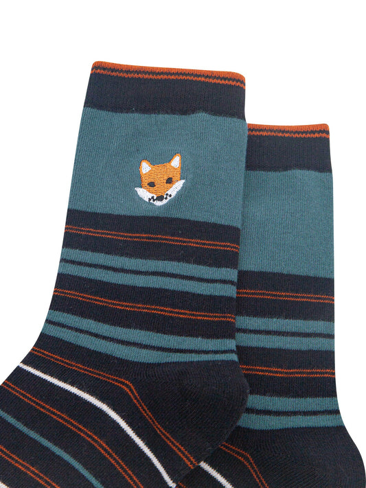 Fox-Combed-Cotton-Pattern-Embroidered-Socks-in-Teal-Close-Up