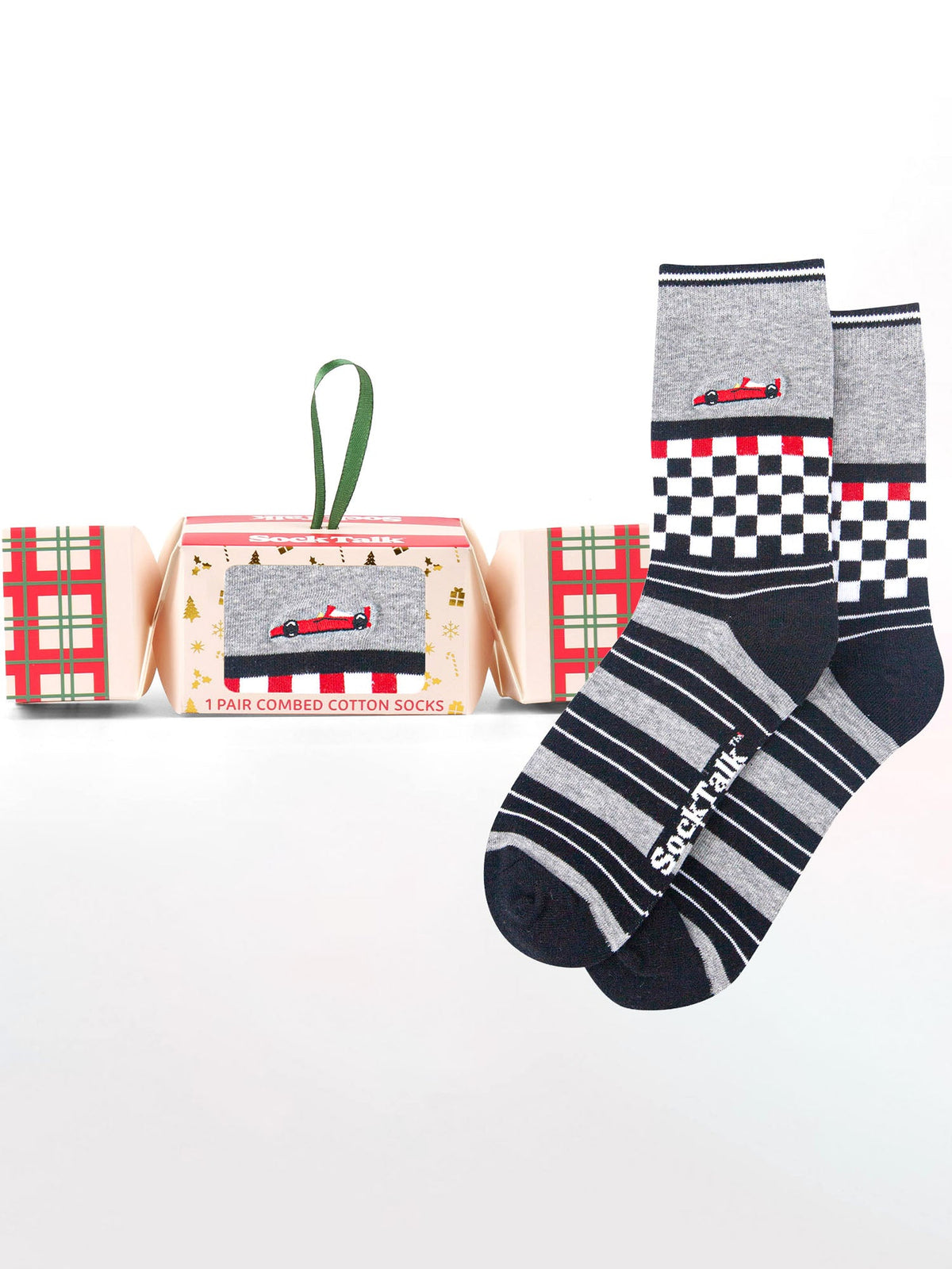 Racecar-Embroidered-Combed-Cotton-Crew-Socks-Christmas-Cracker-Gift-Box-in-Grey-Marl