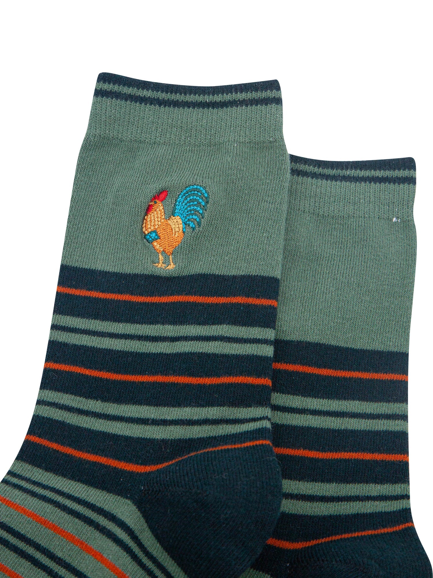 Rooster-Combed-Cotton-Pattern-Embroidered-Socks-in-Sage-Green-Close-Up