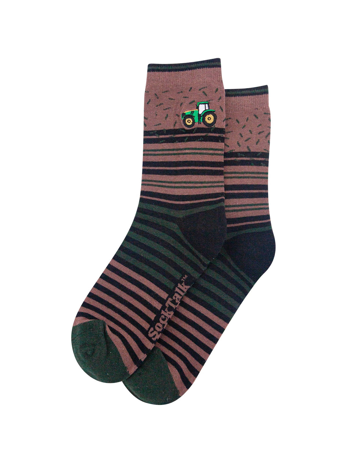 Tractor-Combed-Cotton-Pattern-Embroidered-Socks-in-Brown-Laid-Flat