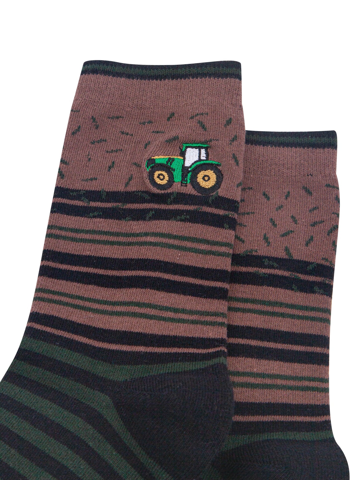 Tractor-Combed-Cotton-Pattern-Embroidered-Socks-in-Brown-Close-Up