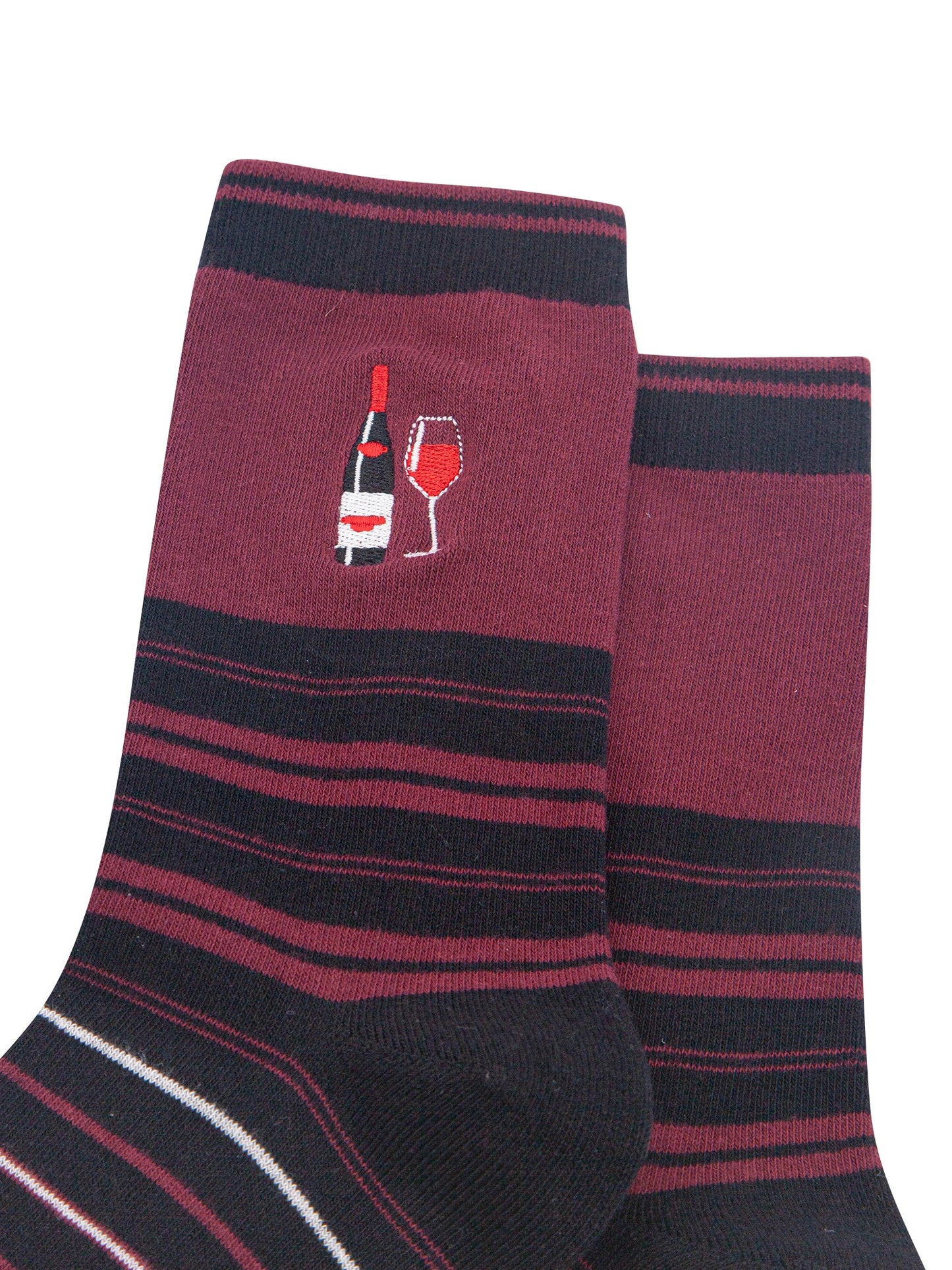 Red-Wine-Combed-Cotton-Pattern-Embroidered-Socks-in-Burgundy-Close-Up