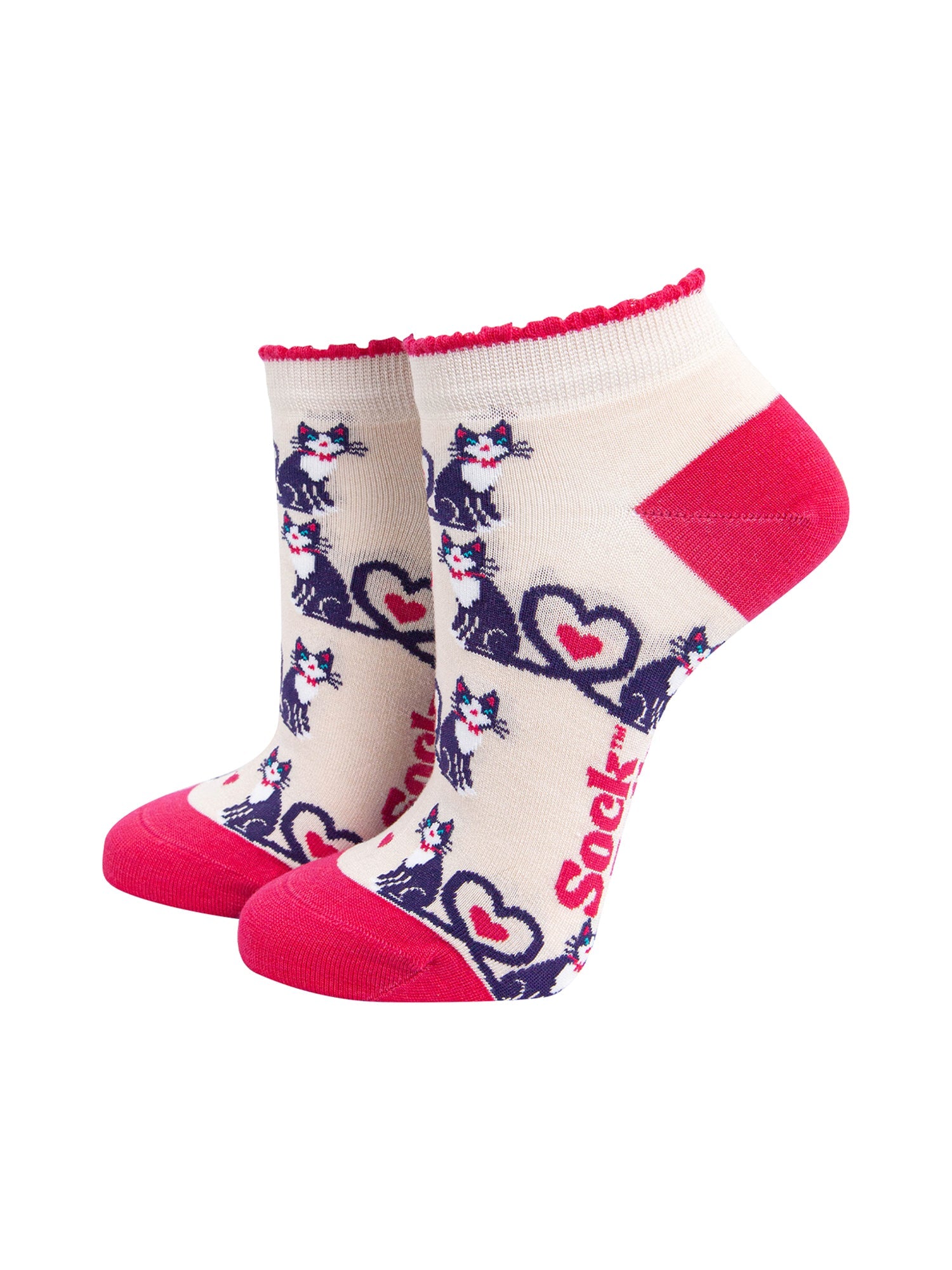 Cats-in-Love-Bamboo-Trainer-Socks-in-Cream-On-Mannequin