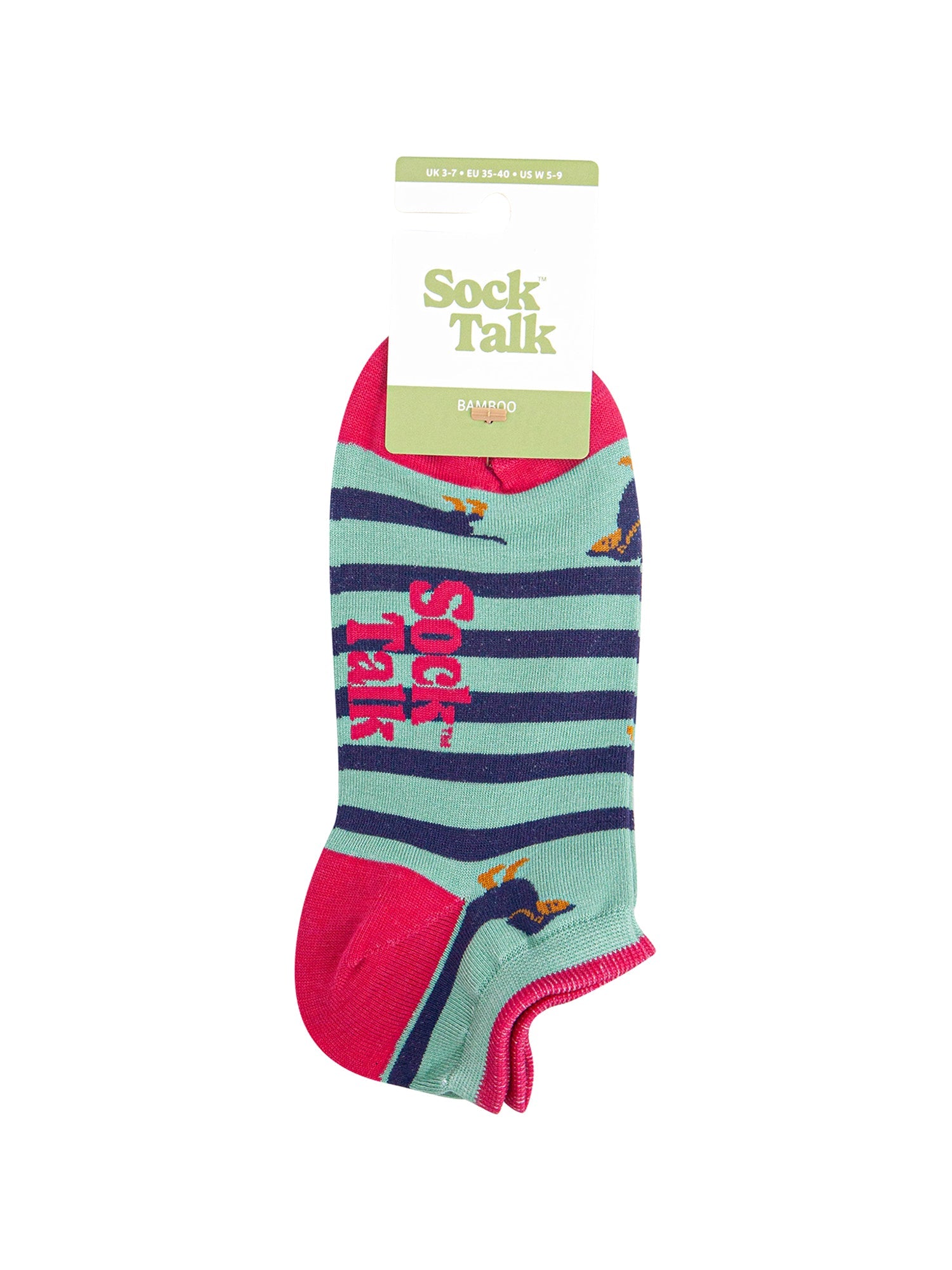 Winding-Sausage-Dog-Bamboo-Trainer-Socks-in-Mint-In-Packaging