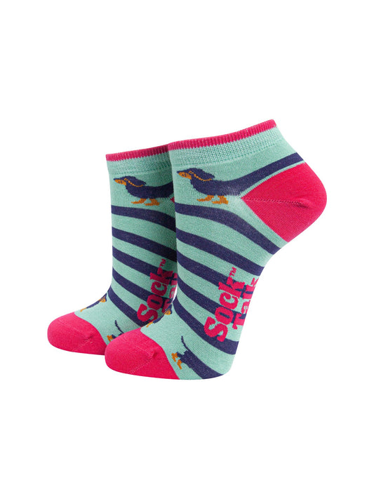 Winding-Sausage-Dog-Bamboo-Trainer-Socks-in-Mint-Mannequin