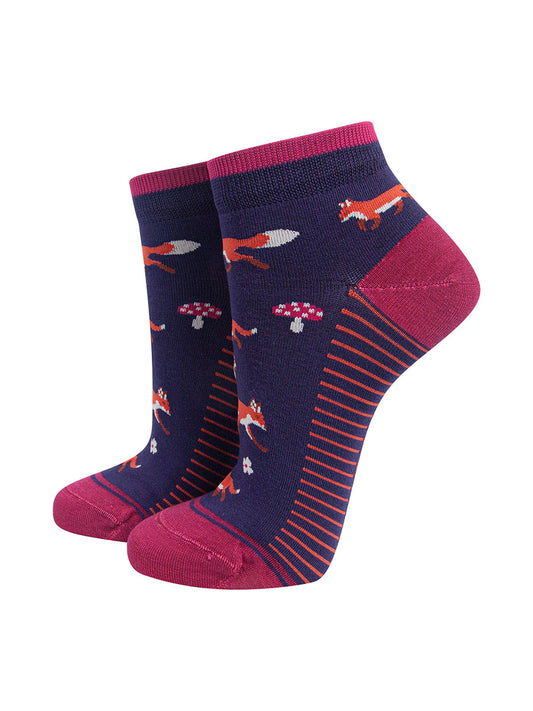 Fox Women's Bamboo Trainer Socks in Navy Blue