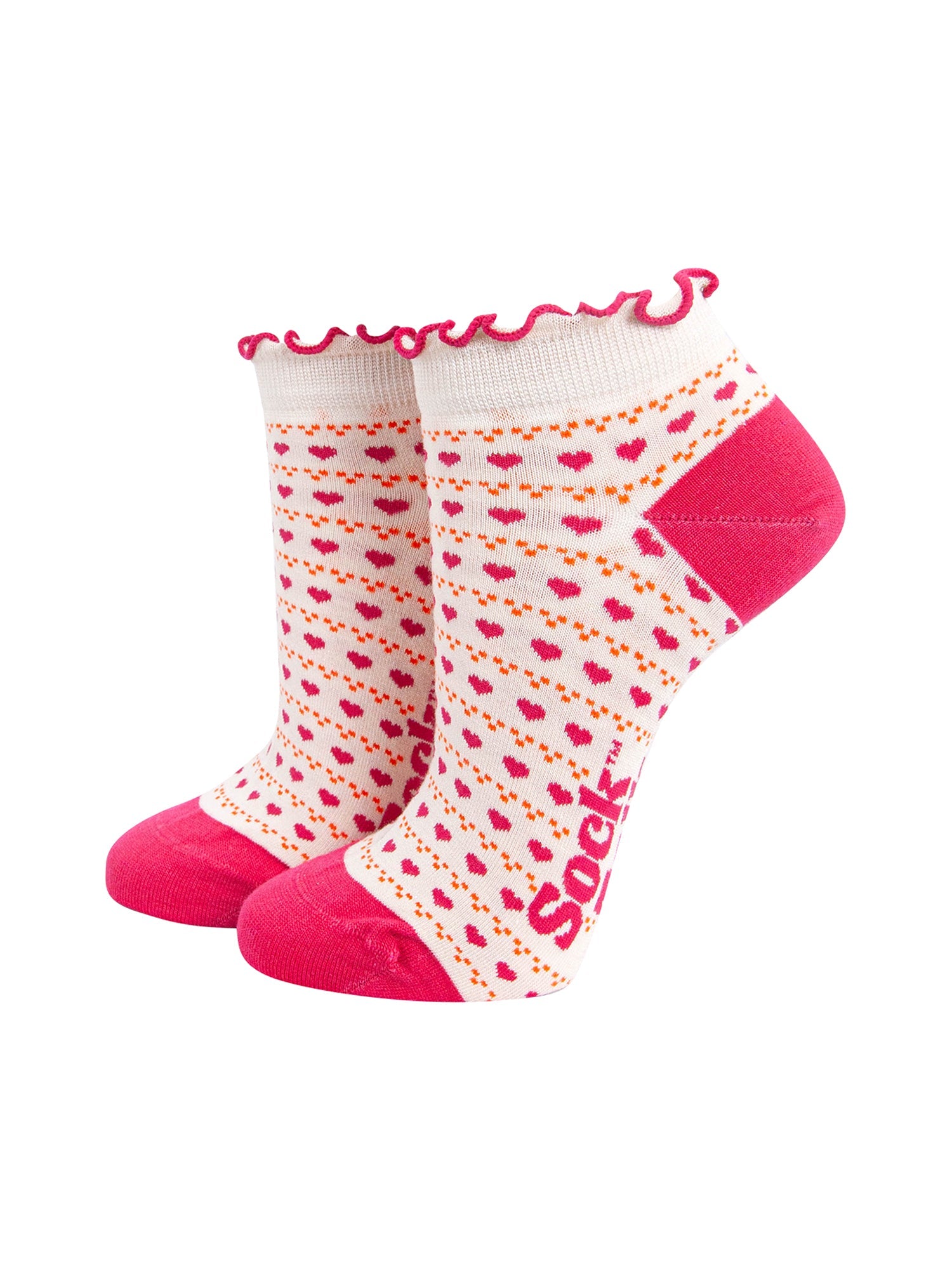 Love-Heart-Striped-Bamboo-Trainer-Socks-in-Pink-On-Mannequin