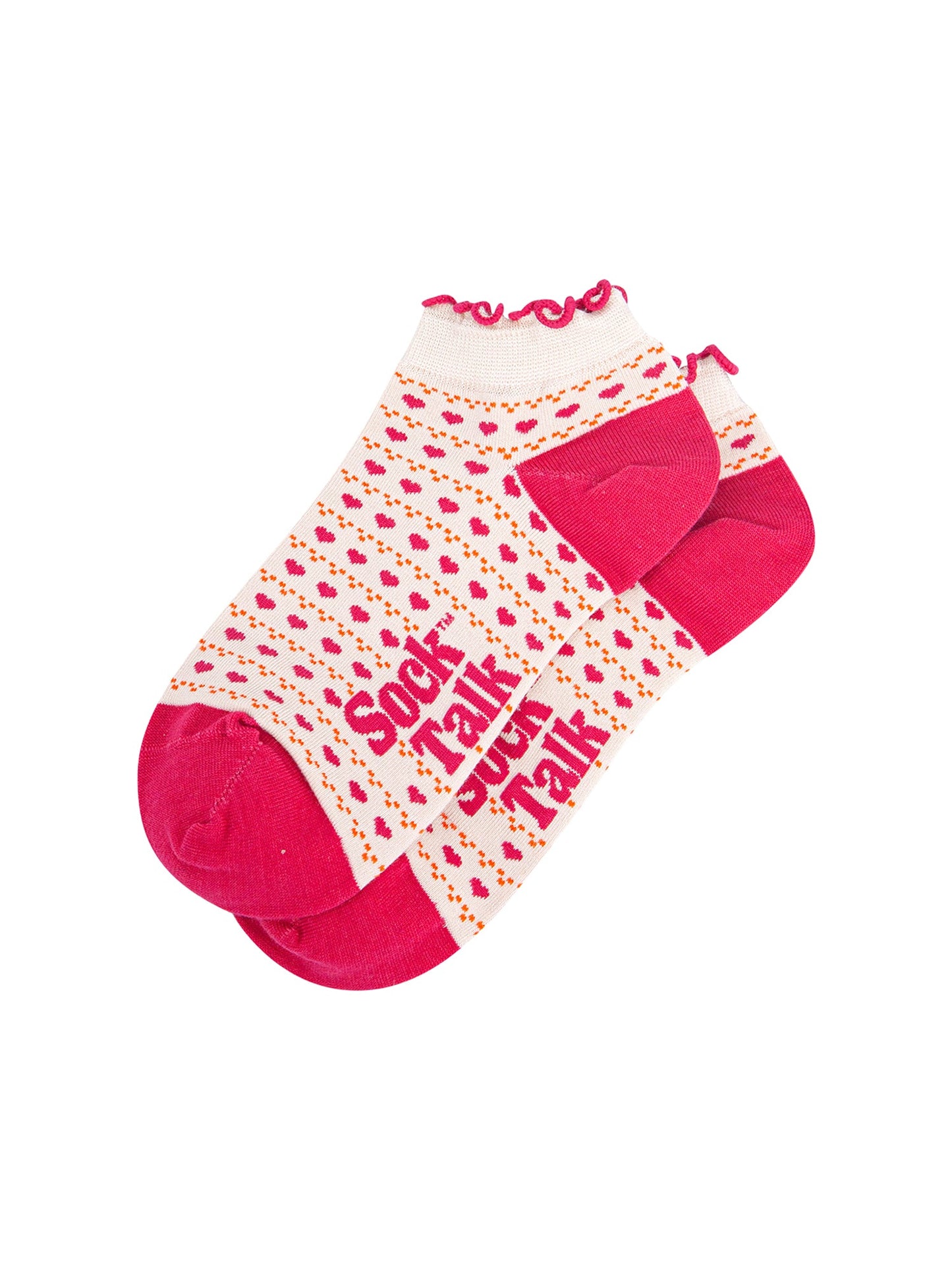 Love-Heart-Striped-Bamboo-Trainer-Socks-in-Pink-Laid-Flat
