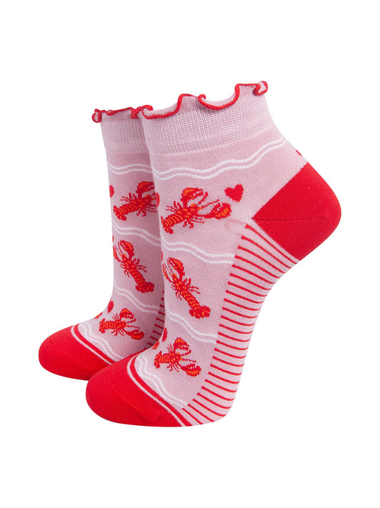 Lobster Women's Bamboo Trainer Socks in Soft Pink