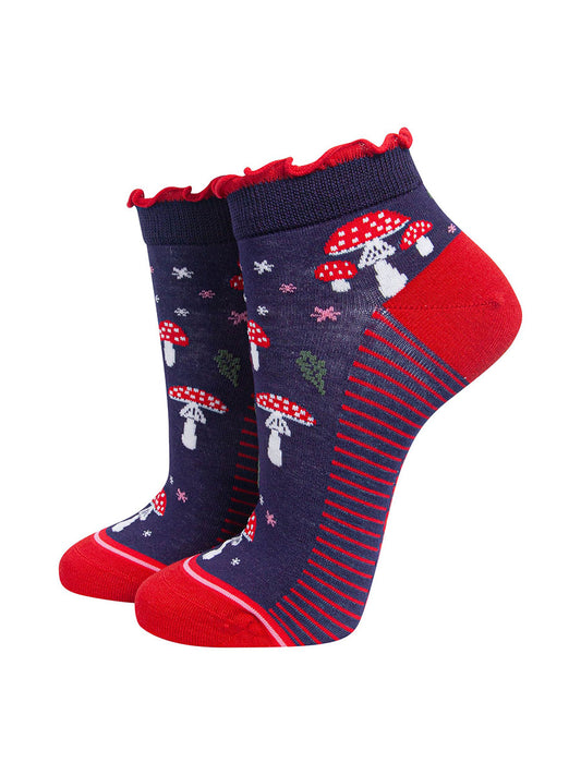 Toadstools Women's Bamboo Trainer Socks in Navy Blue