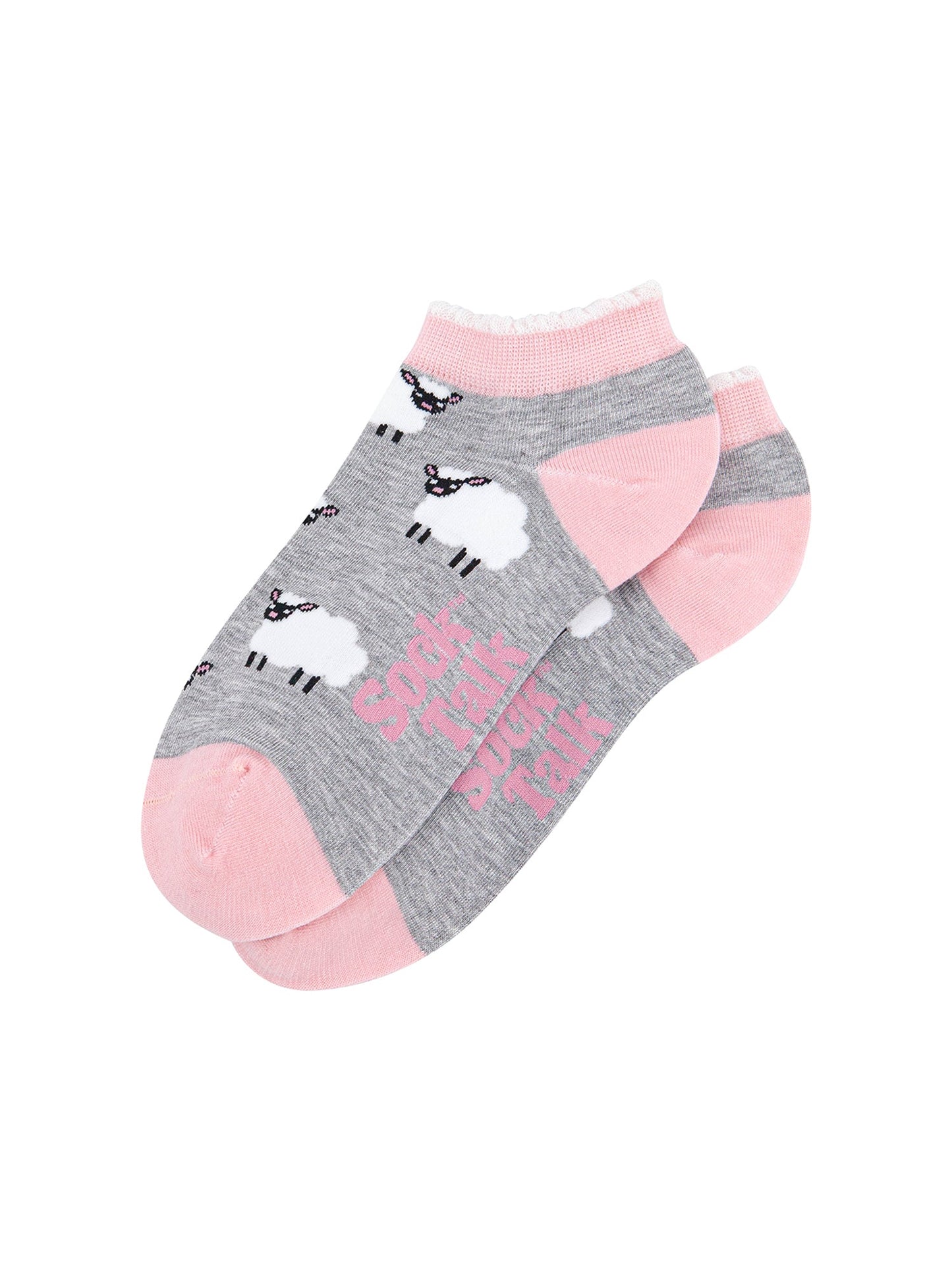 Sheep-Bamboo-Trainer-Socks-in-Grey-Marl-Lying-Flat