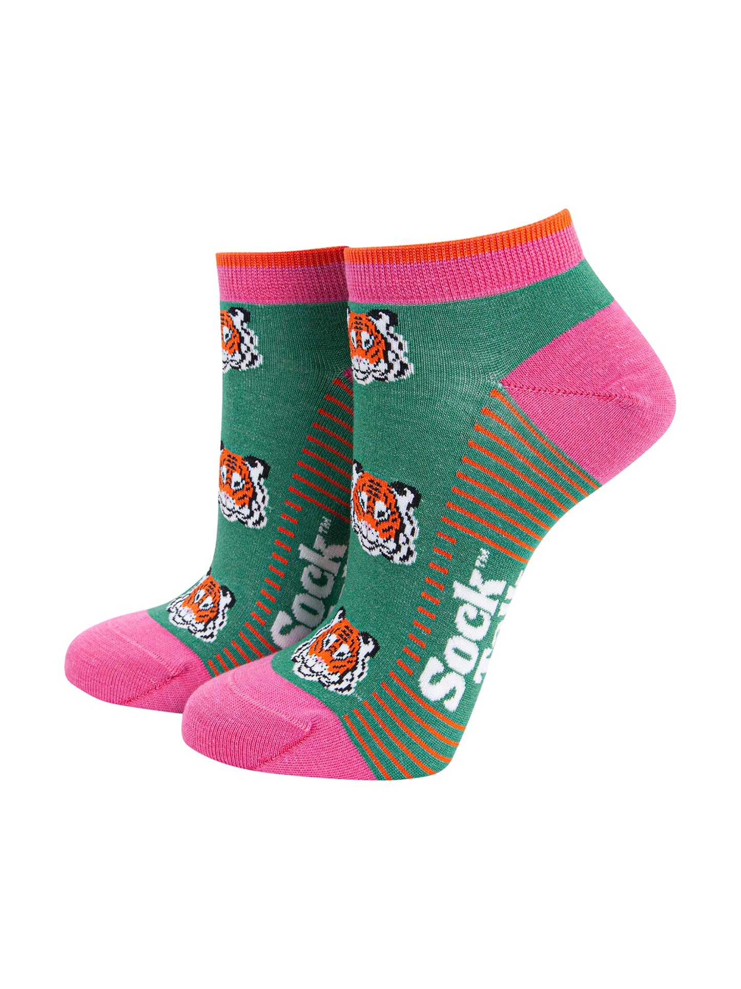 Tiger-Faces-Bamboo-Trainer-Socks-in-Green-Mannequin