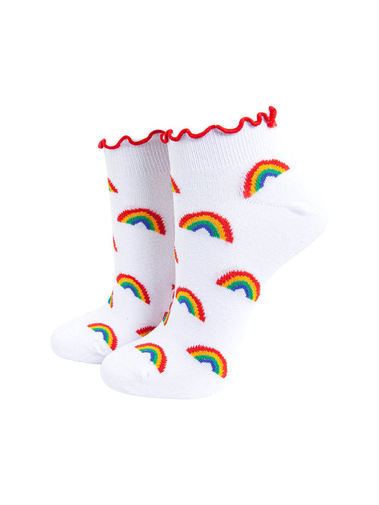 Rainbow-Frilled-Cuff-Combed-Cotton-Trainer-Socks-in-White-Mannequin