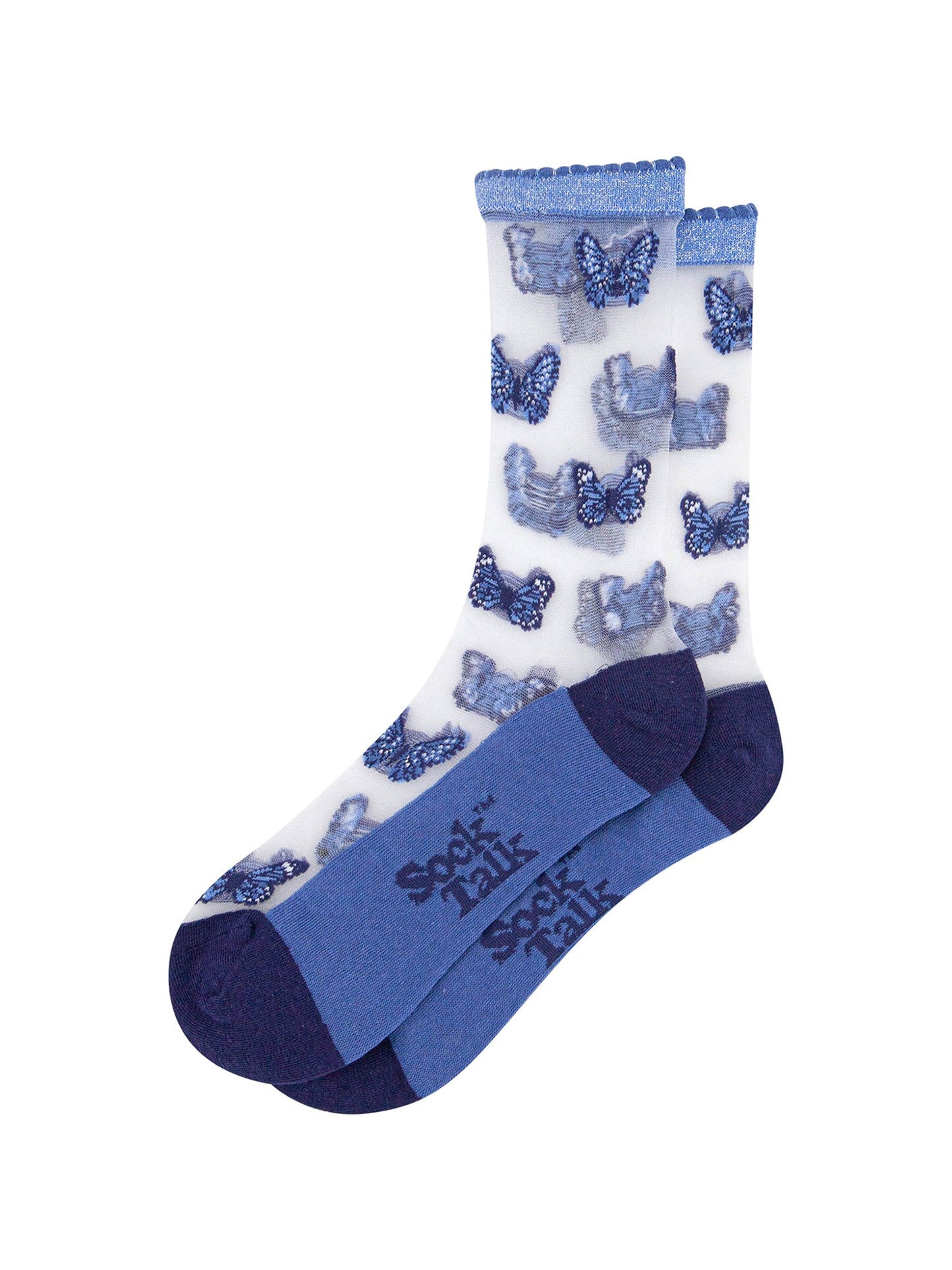 Butterflies-Combed-Cotton-Sheer-Pop-Socks-in-Blue-Lying-Flat
