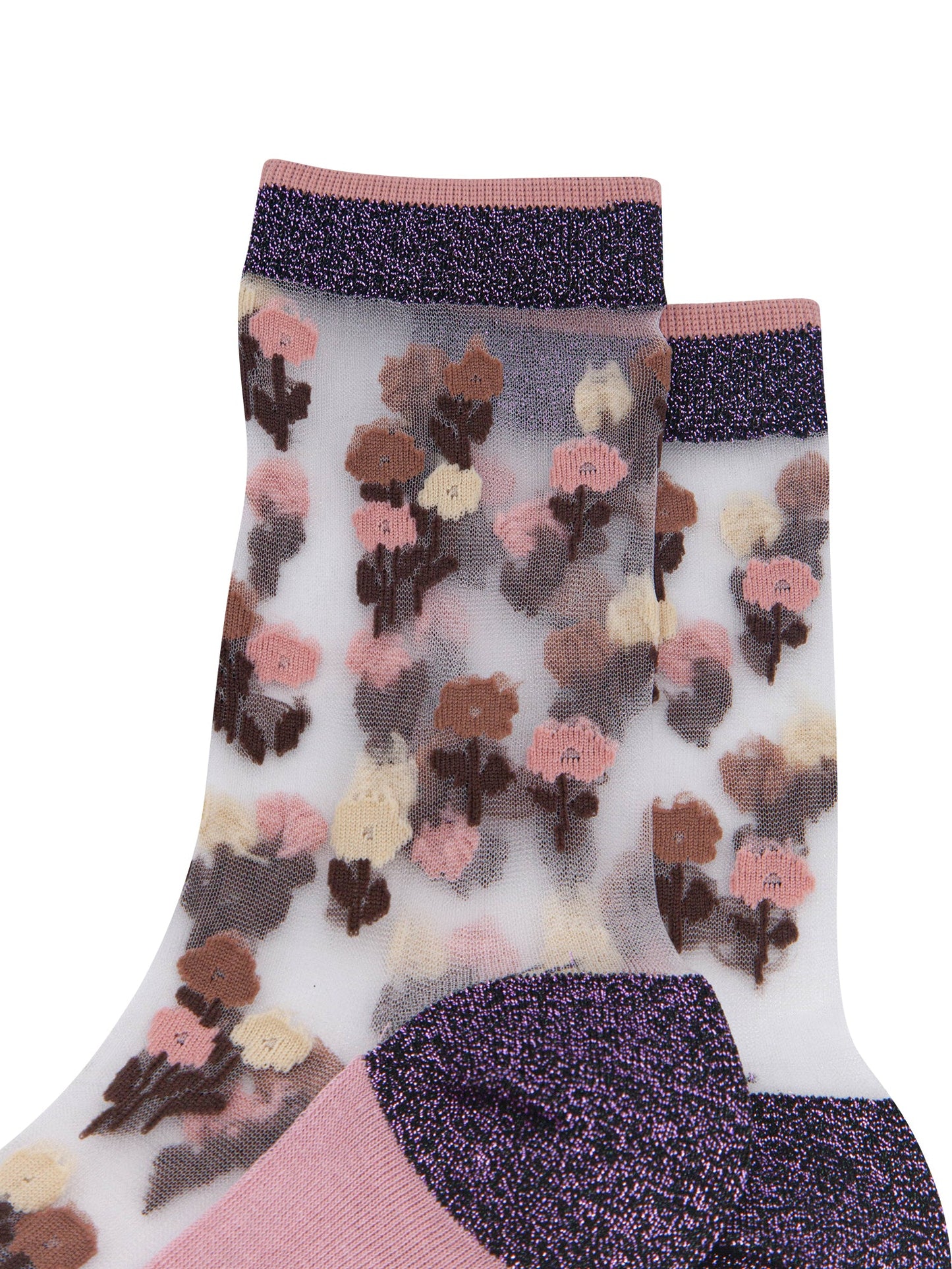 Floral-Sheer-Socks-in-Purple/Pink-Close-Up