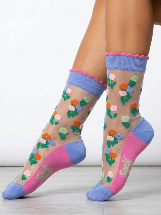 Floral-Posy-Combed-Cotton-Sheer-Pop-Socks-in-Blue