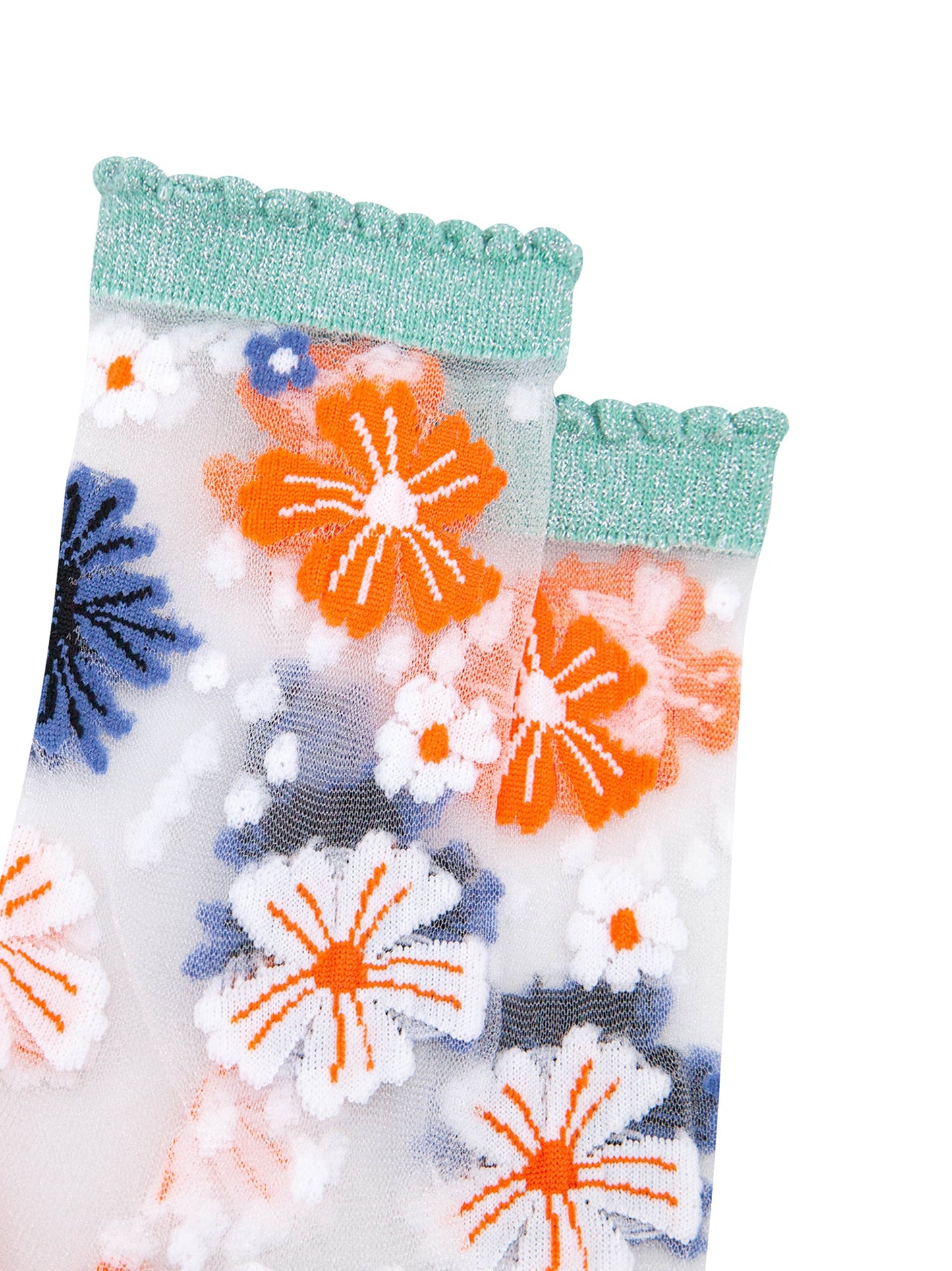 Bold-Floral-Combed-Cotton-Sheer-Pop-Socks-in-Sage-Green-Closeup