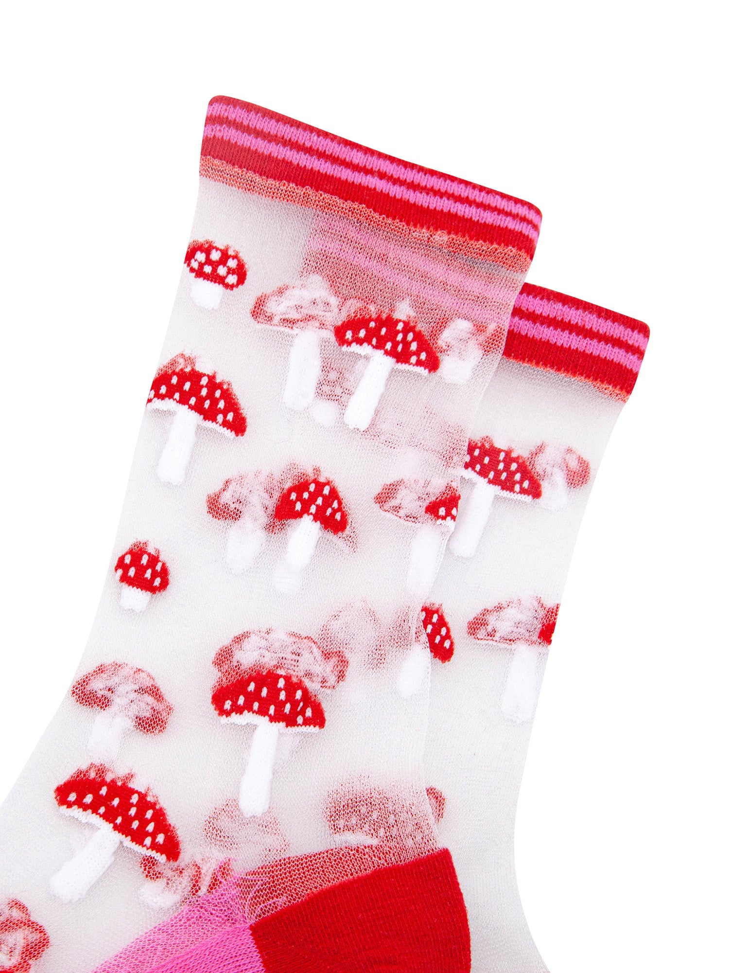 Toadstools-Combed-Cotton-Sheer-Pop-Socks-in-Red-Closeup