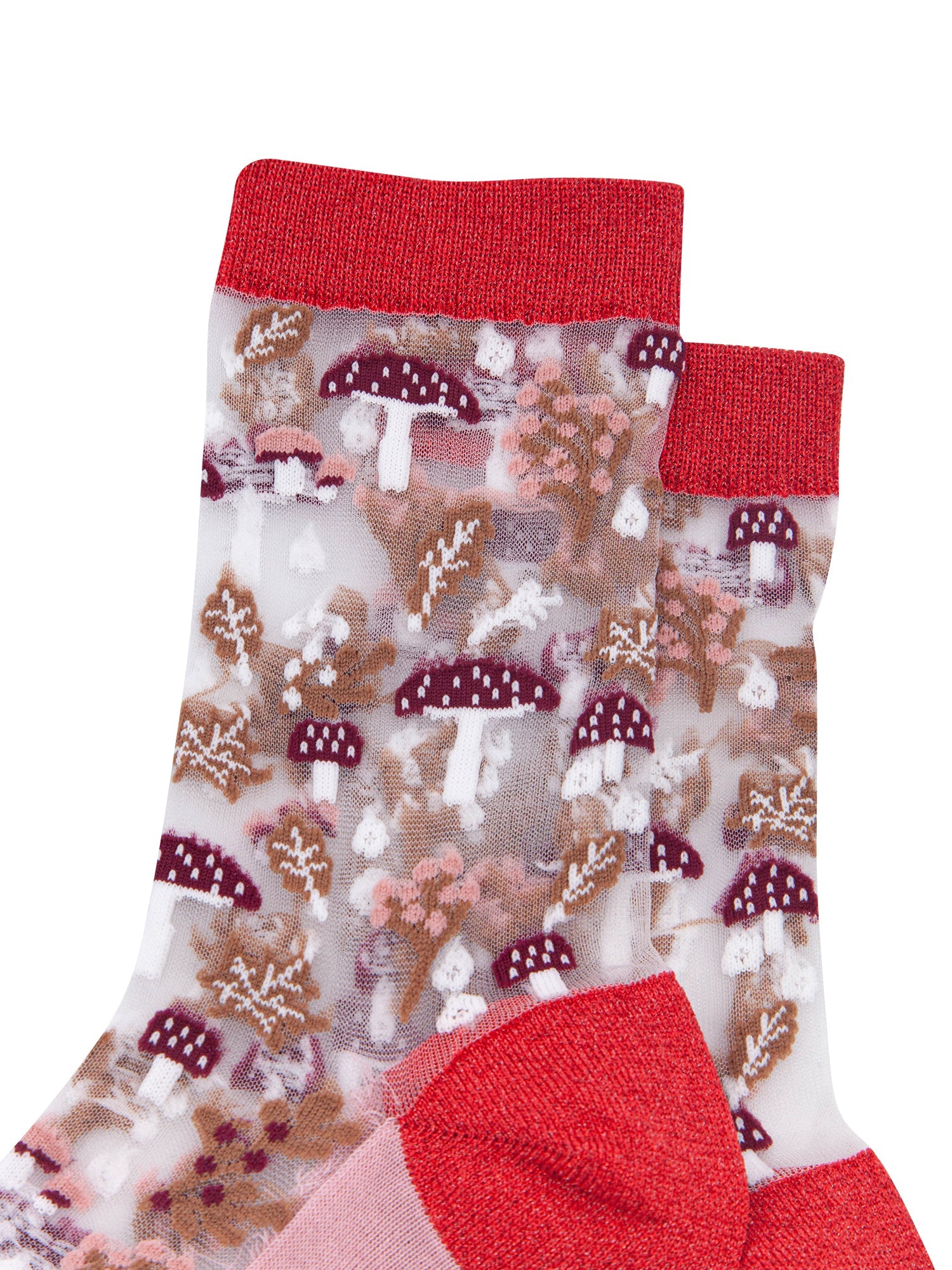 Toadstool-Floral-Sheer-Socks-in-Red-Close-Up